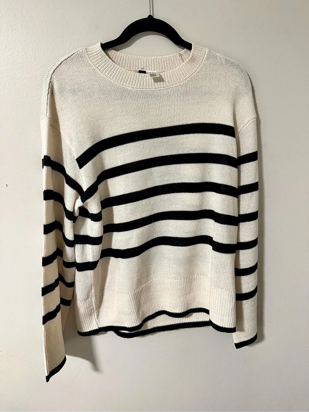 H&M Striped Sweater in Cream & Black